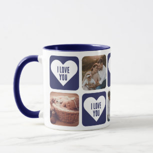 Cute Navy Blue Photo Personnalisée Je t'aime Mug