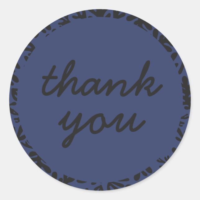 Cute Navy Étiquettes Bleus Merci botanique simple (Devant)