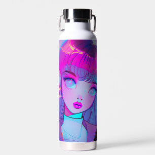 Cute Neon Anime Girl Bouteille d'eau