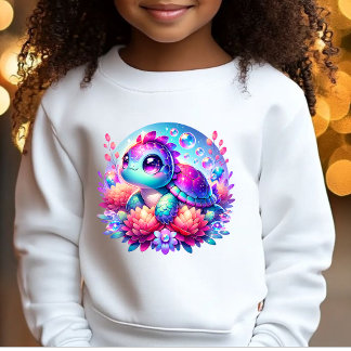 Cute Neon Baby Sea Turtle Illustration T-Shirt
