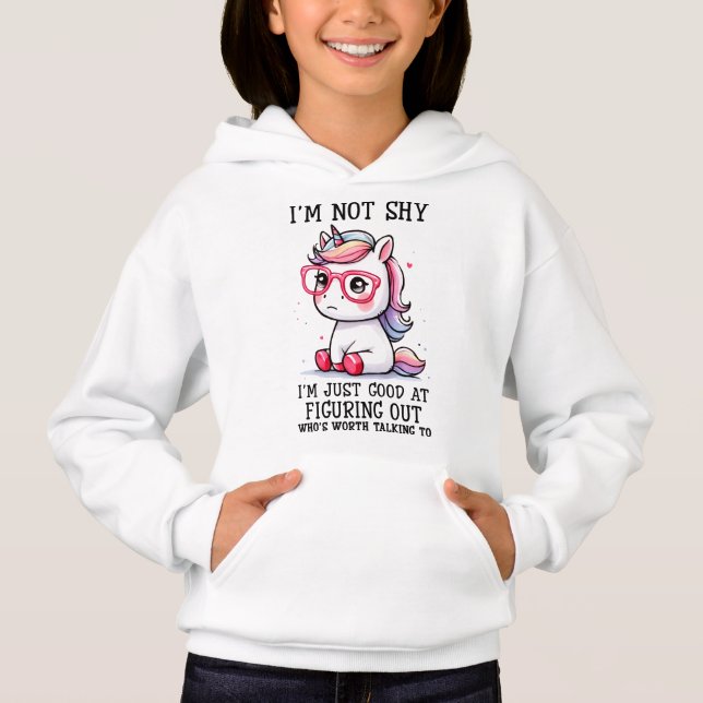 Cute Nerdy Unicorn Girls Sweat - shirt à capuche : (Devant)