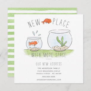 Cute New Place Goldfish Bowl Moving Faire-part