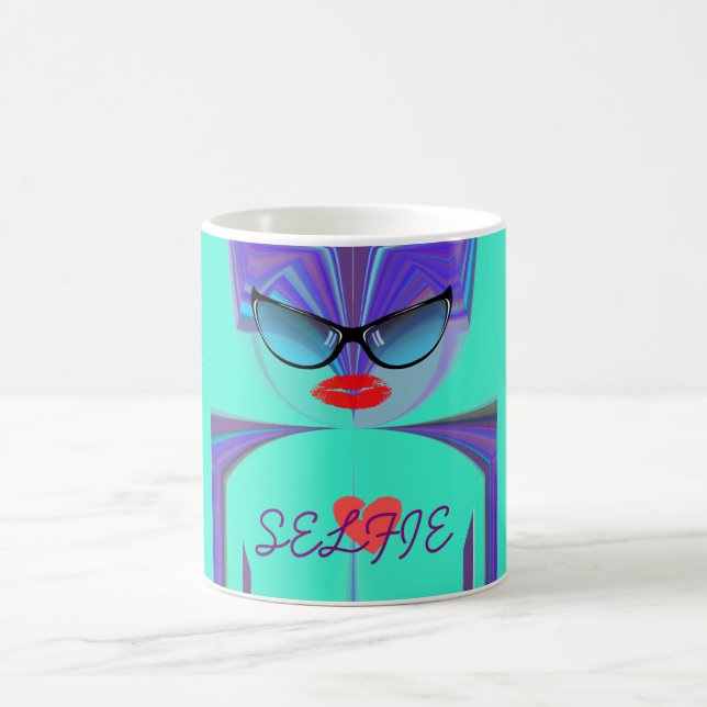 Cute Nice &Lovely Heart Selfie. Mug Wrap (Centre)