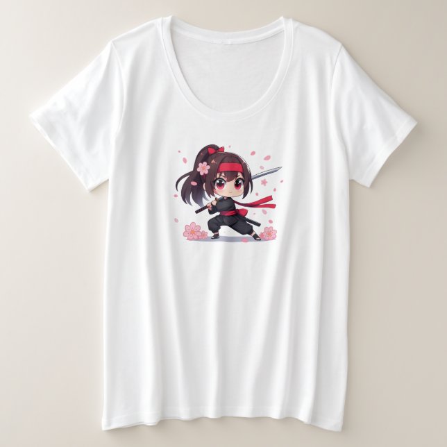 Cute ninja guerrière fille en fleur (Design devant)