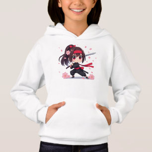 Cute ninja guerrière fille en fleur