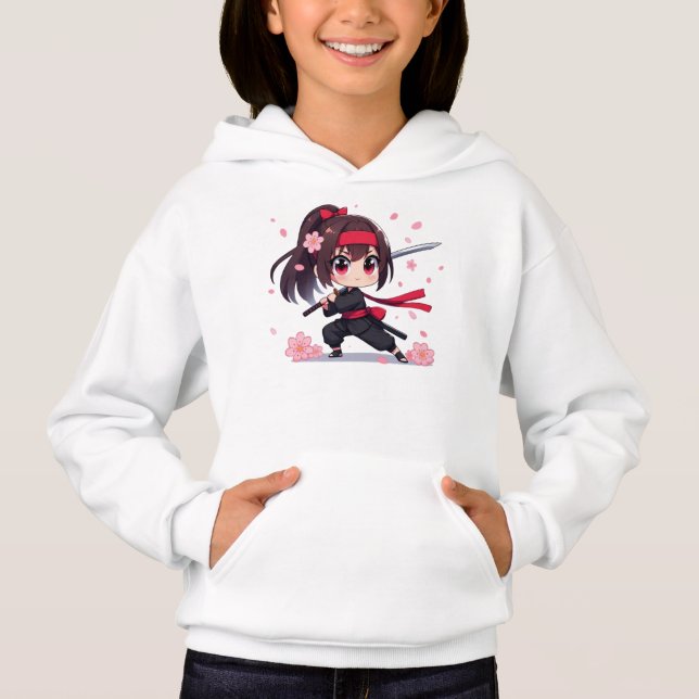 Cute ninja guerrière fille en fleur (Devant)