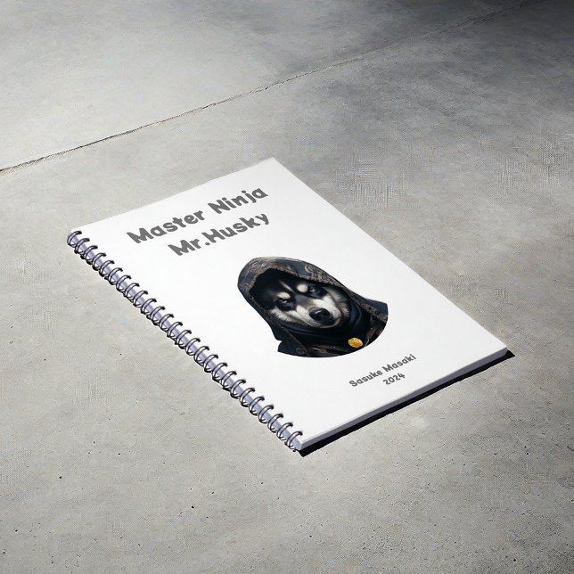 Cute Ninja Master Husky Carnet personnalisé Blanc (Créateur téléchargé)