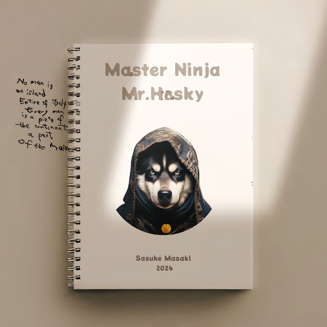 Cute Ninja Master Husky Carnet personnalisé Crème (Créateur téléchargé)