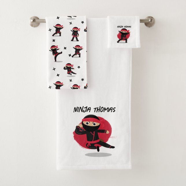 Cute Ninja Warrior Black & Red Kids (En situation)