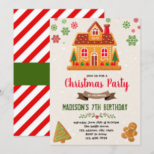 Cute noël pain d'épice maison Invitation