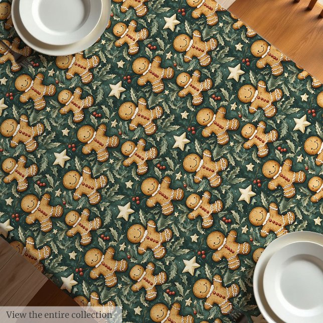 Cute Noël pain d'épices homme nappe (Cute Christmas gingerbread man tablecloth)