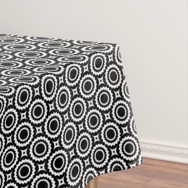 Cute noir blanc cercles zigzag motif nappe (In Situ)