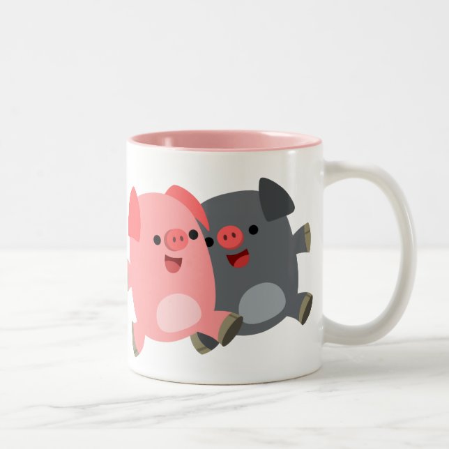 Cute Noir et Blanc Cartographie Pigs Mug (Droit)