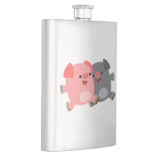 Cute noir et blanc Cartoon Pigs Classique Flacon