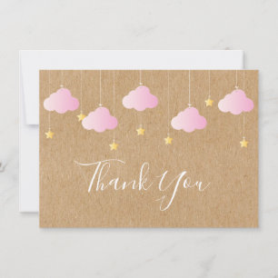 Cute Nuages Roses Rustiques Étoiles Dorées Merci