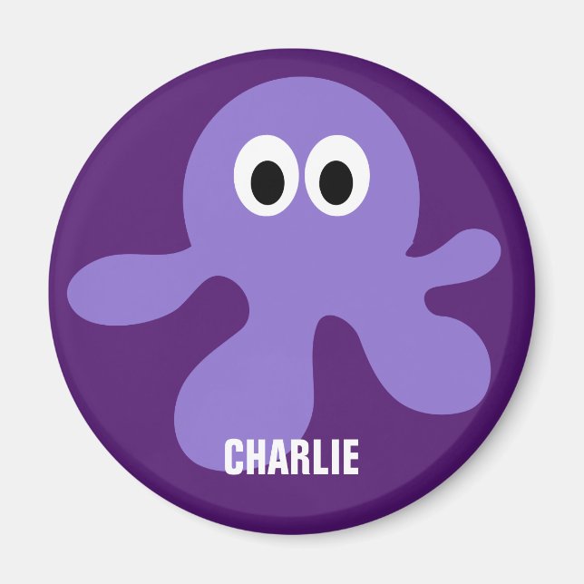 Cute Octopus custom monogram magnet (Devant)