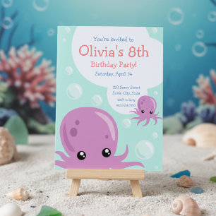 Cute Octopus Invitation Anniversaire
