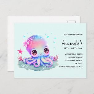 Cute Octopus Sea Creator Anniversaire Invitation