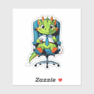 Cute Office Dragon Sticker   Funny Cartoon Decal