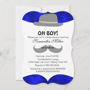 Cute Oh Boy Mustache Baby shower Invitation