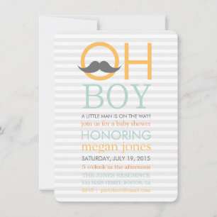 Cute Oh Garçon Mustache Baby Douche Invitations