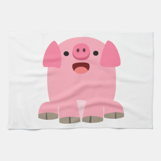 Cute Oinking Cartoon Pig Serviette de cuisine