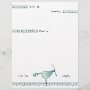 Cute oiseau whisk cuisine cuisson papier en-tête d