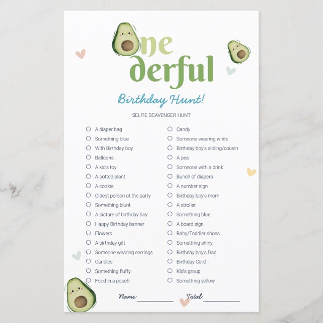 Cute Onedering Avocado 1er Anniversaire Carte de j (Devant)