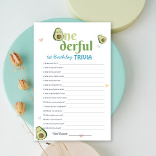 Cute Onedering Avocado 1er anniversaire Trivia Jeu