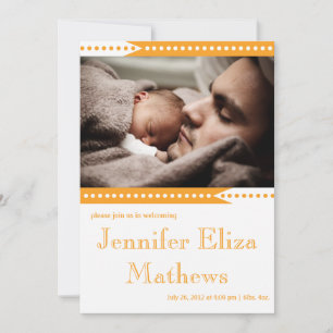 Cute Orange Bébé Bébé Faire-part fille