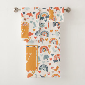 Cute Orange Blue Spring Rainbow Clouds Motif