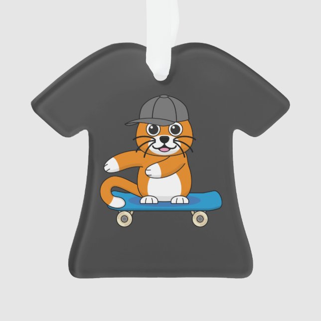 Cute Orange Chat sur Skateboard Cartoon (devant)