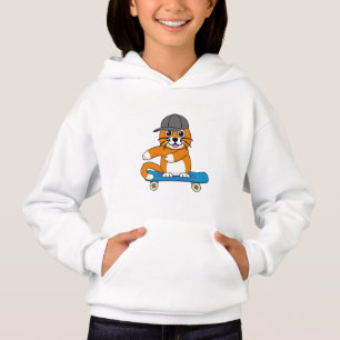 Cute Orange Chat sur Skateboard Cartoon