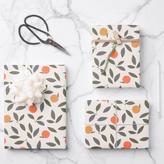 Cute Orange et Motif Feuille (Recto)