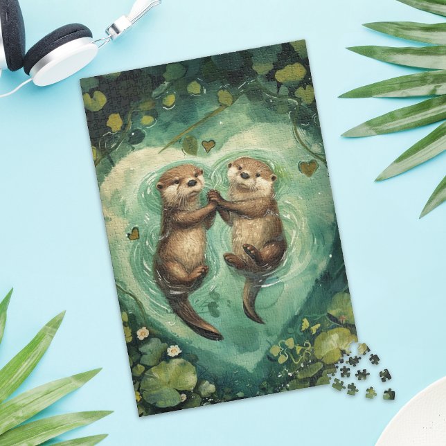 Cute Otter Couple Love Jigsaw Puzzle (Créateur téléchargé)