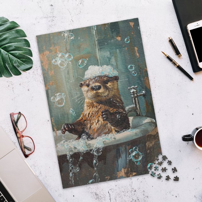 Cute Otter dans un bain moussant Puzzle à pièces (Créateur téléchargé)