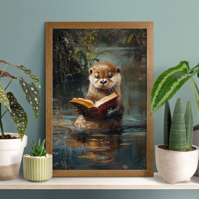 Cute Otter Reading a Book Poster (Créateur téléchargé)