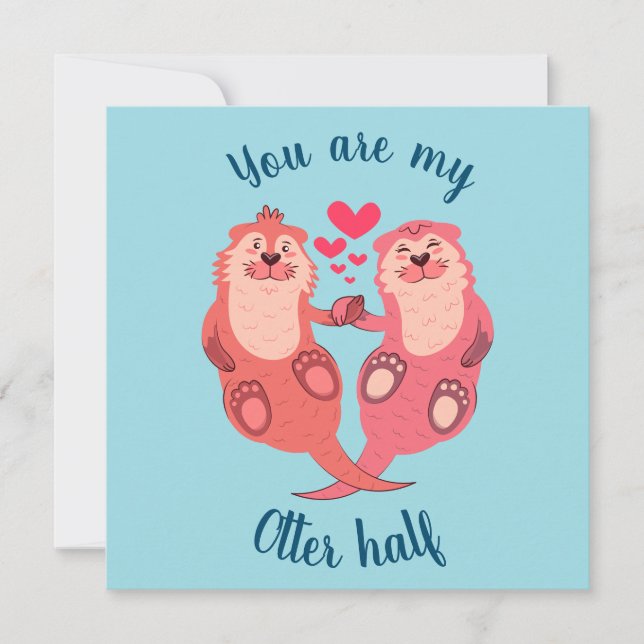 Cute Otters Valentines Day Couple Personnalisé (Devant)