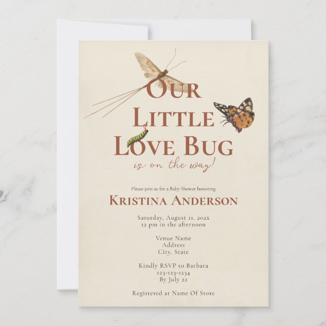 Cute Our Little Love Bug Baby Invitation (Devant)