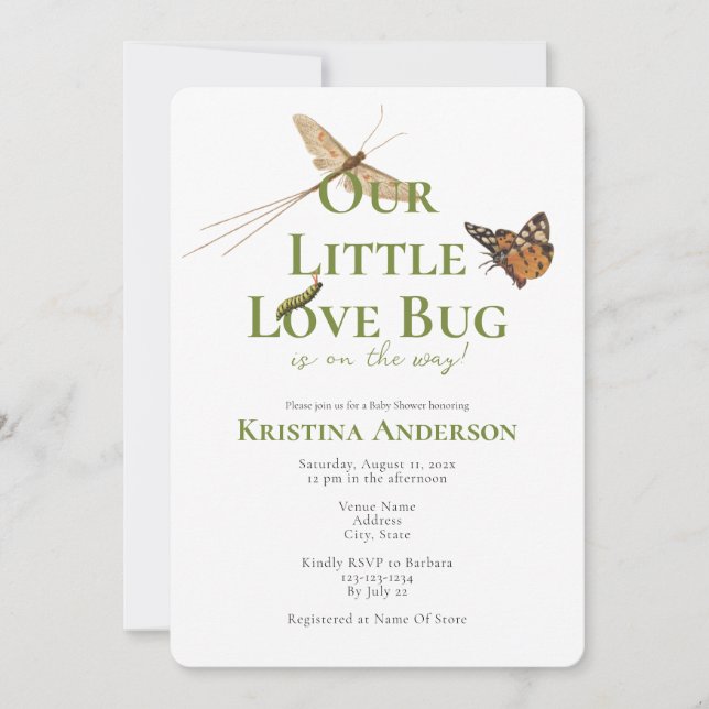 Cute Our Little Love Bug Baby shower Invitation (Devant)