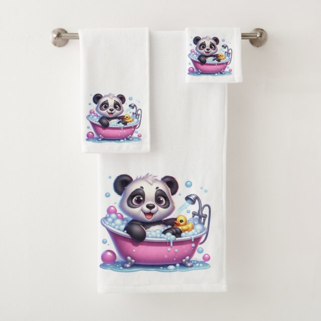 Cute ours Panda dans un bain de bulles (En situation)