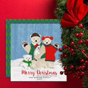 Cute Ours Polaire Famille Agiter Joyeux Noël