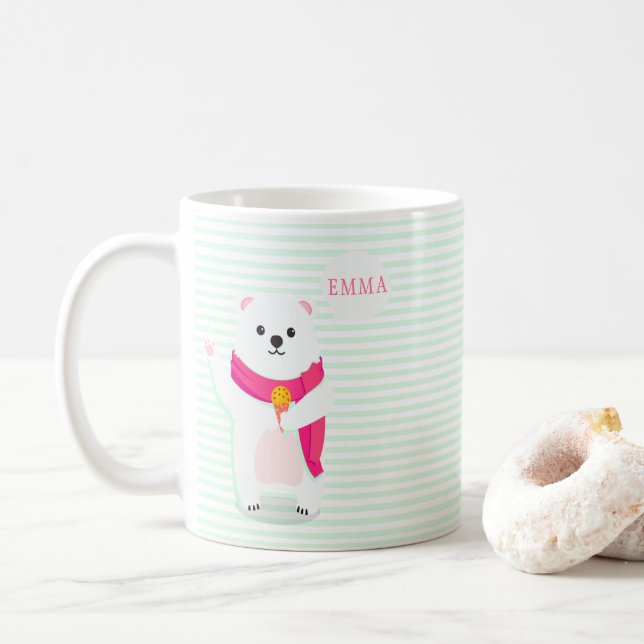 Cute Ours Polaire Mug personnalisé (Avec donut)