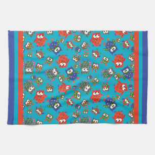 Cute Owen Serviette de cuisine, Rouge, Bleu, Vert