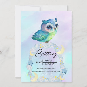 Cute Owl Anniversaire Fête Adorable Invitation