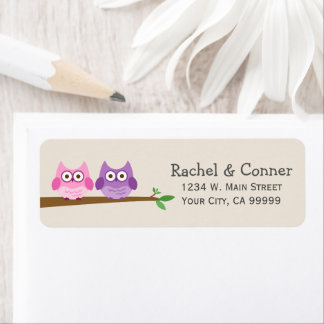 Cute Owl Couple Love Retourner l'adresse Étiquette