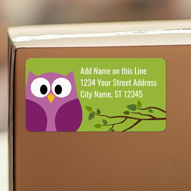 Cute Owl - Étiquettes d'adresse de retour (Personalized return address label)