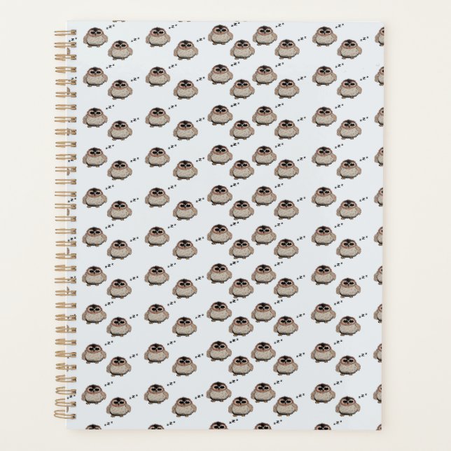 Cute Owl Pattern Pencil Sketch Planner (Devant)