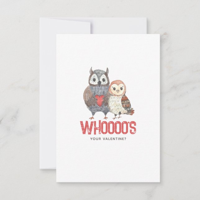 Cute Owl Pun Valentine's Day Card (Devant)