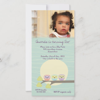 Cute Owls Girls Birthday Party Premium Invitation